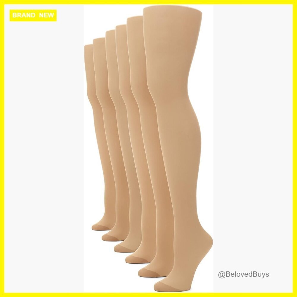 Sheer Tights Reinforced Panty Toe 6 Pack Nylon Spandex